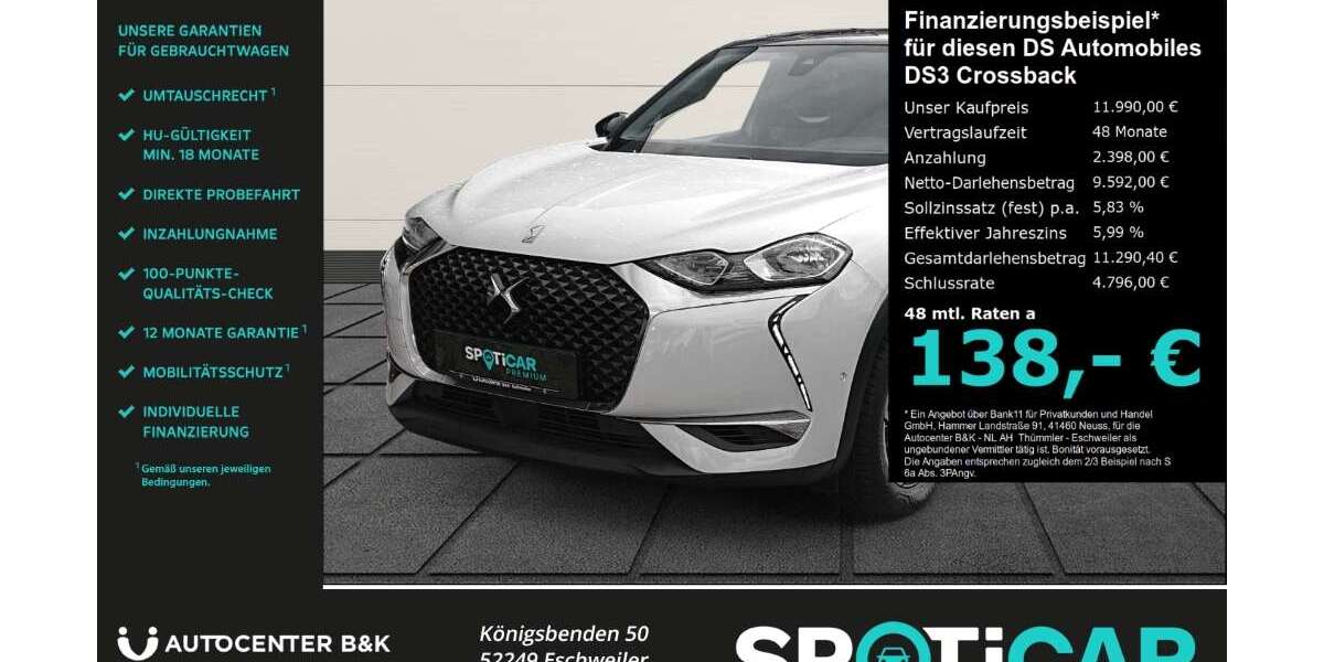 DS Automobiles DS 3 Crossback 58.200 km 11.990 &euro; Eschweiler 52249