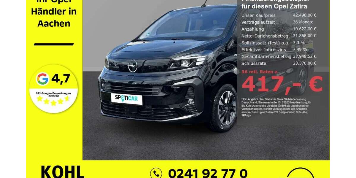 Opel Zafira 2.500 km 42.490 &euro; Aachen 52078