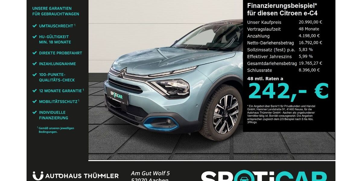 Citroen ë-C4 24.999 km 20.490 &euro; Aachen 52070